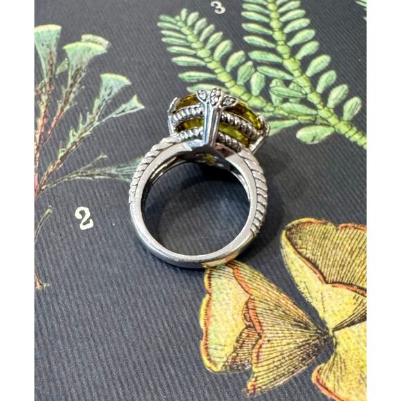Judith Ripka Sterling Silver Yellow Gemstone Cocktail Ring Size 7 to Size 8 - Picture 5 of 10